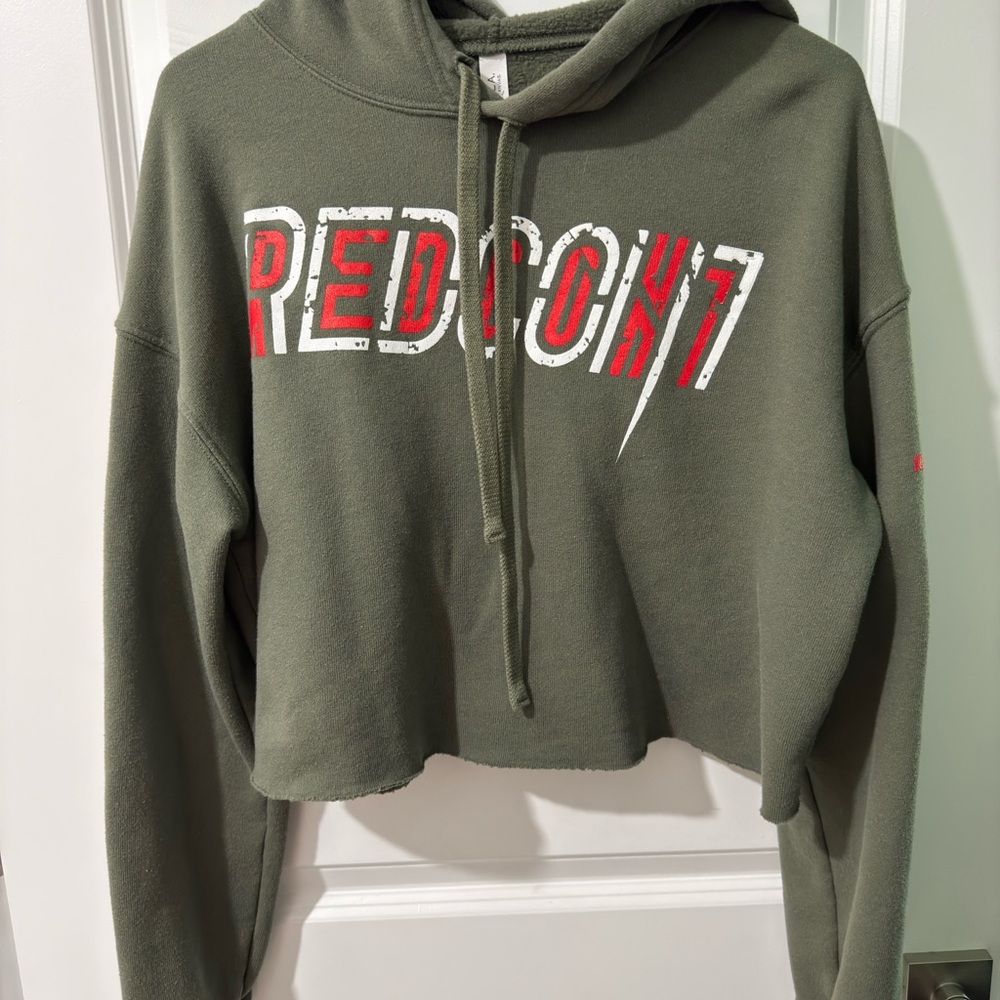 Olive Green Cropped Hoodie